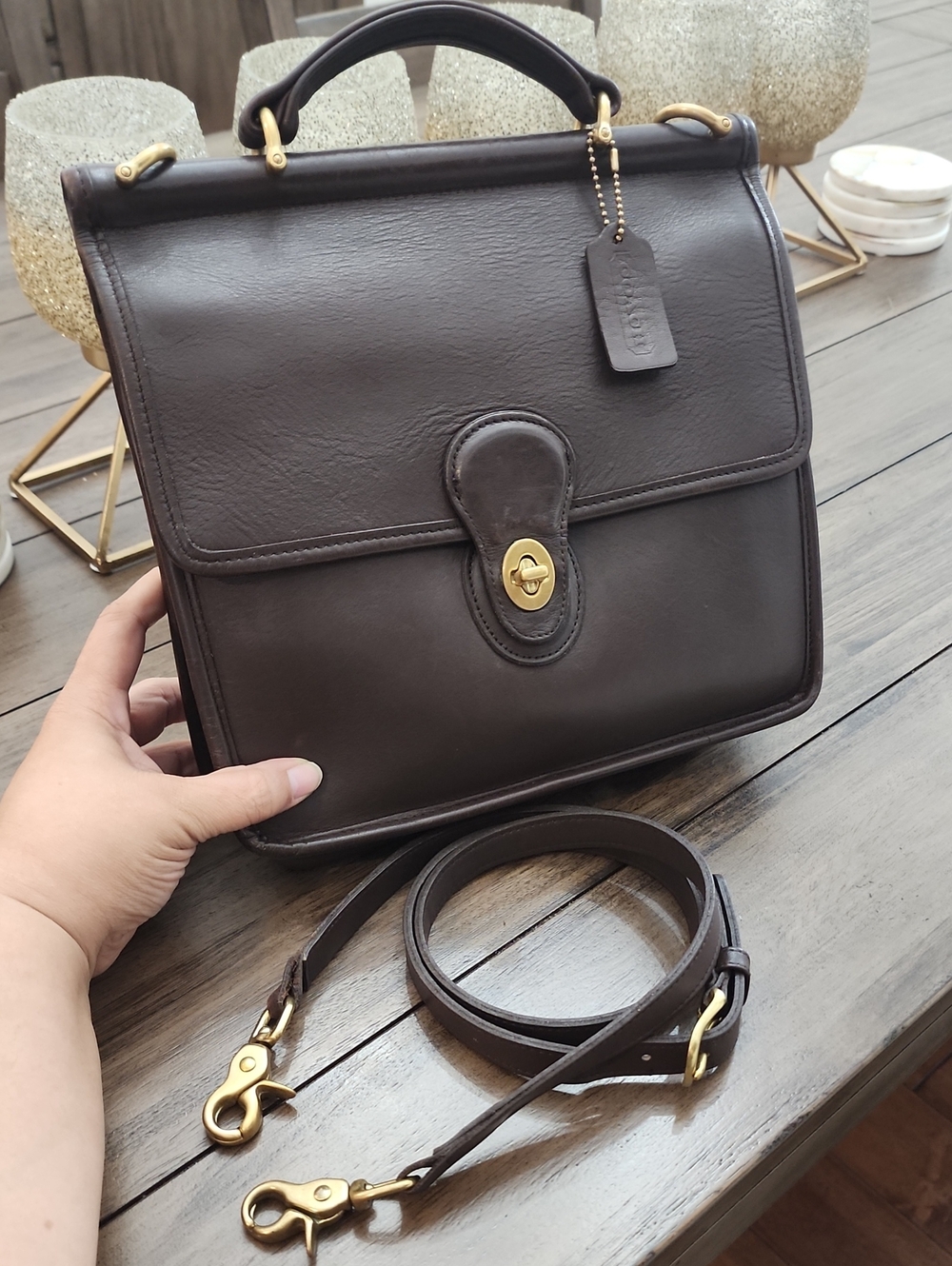 Coach Willis Bag (Style 9927), Chocolate Brown-vintage